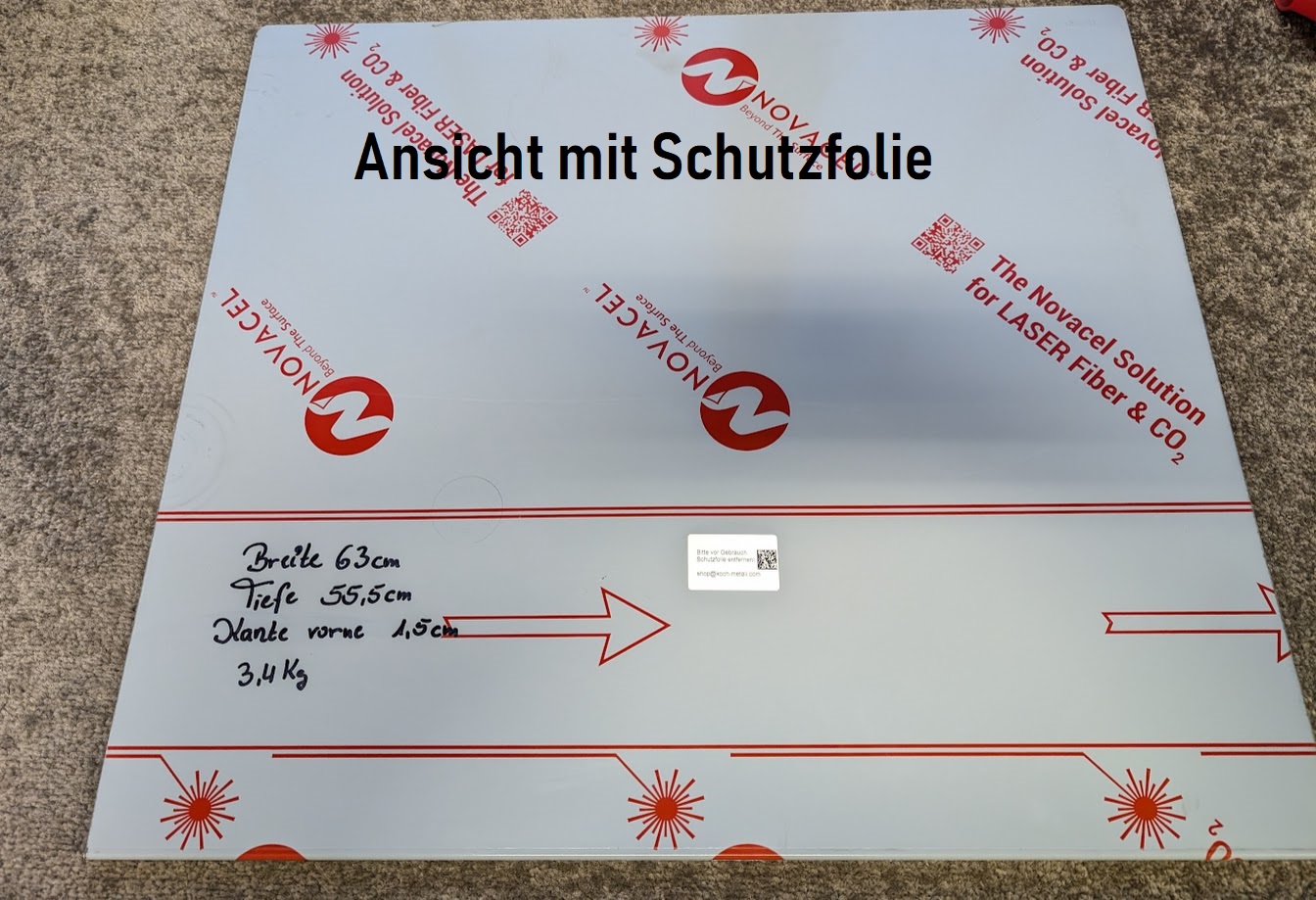 Schneidebrett SONDERMASS Edelstahl V2A - 63 x 55,5cm - vordere Kante 1,5cm
