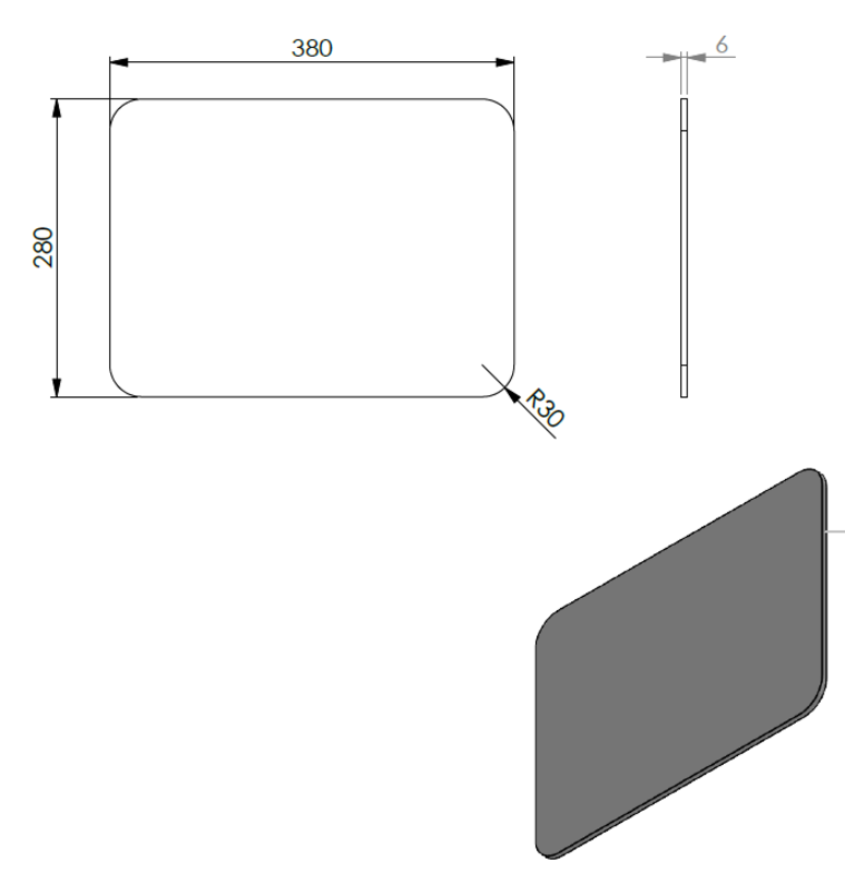 Backstahl #58 eckig 38 x 28cm mit Stofftasche
